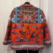 Stella Jean Made in Italy Cotton Statement Jacket | Vibrant Folk Art Print Blazer | Double Breasted Designer Jacket | Size IT 42