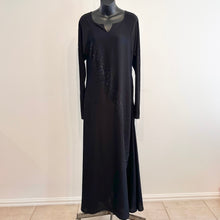 Black Rhinestone Maxi Dress, Long Sleeve Evening Gown, Minimalist Partywear