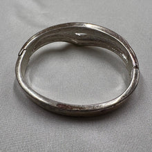 Vintage Rhinestone Open Cuff Bracelet / Silver Tone Geometric Bangle / Art Deco Style Jewelry