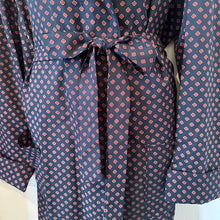 Vintage SmartEx Navy Patterned Robe | Unisex Smoking Jacket Style Dressing Gown | 80s Lounge Wear