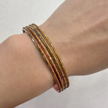 Vintage Gold Glitter & Metallic Pink Stacking Bangles Set of 4 | Sparkly Y2K Layering Bracelets | Fairy Jewellery