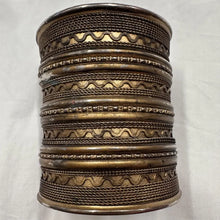 Vintage Wide Gold Tone Cuff Bracelet | Tribal Boho Statement Bangle | Adjustable Textured Metal Cuff