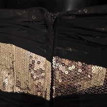 Vintage Black Gold Sequin Mermaid Gown | Strapless Old Hollywood Formal Dress