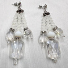 Vintage White Crystal Statement Earrings | Beaded Chandelier Drop Earrings | Aurora Rhinestone Dangle Earrings | Y2K Glam Jewelry