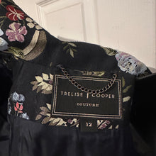 Trelise Cooper Couture Floral Brocade Blazer | Asymmetric Ruffle Jacket | Black Jacquard Statement Blazer | NZ Designer | Size 12