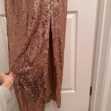 Bariano Rose Gold Sequin Halter Maxi Dress – Y2K Glam Open Back Formal Gown