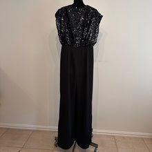 Boohoo Occasion Black Sequin Jumpsuit, V-Neck Wide Leg Evening Wear (UK 14)