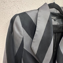 Vintage 90s Black Silver Striped Cropped Blazer | Geometric Statement Jacket Made Australia