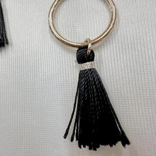 Vintage Gold Tone Hoop & Black Tassel Earrings | Minimalist Statement Dangle Earrings | Boho Tassel Drop Earrings