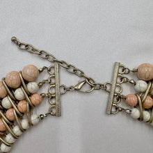 Vintage Beaded Statement Necklace / Chunky Bib Necklace / Peach & Ivory Beads / Tribal Inspired / Bold Vintage Jewelry