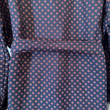 Vintage SmartEx Navy Patterned Robe | Unisex Smoking Jacket Style Dressing Gown | 80s Lounge Wear