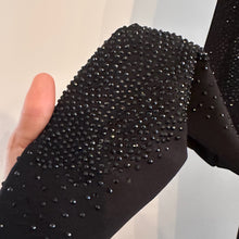 Black Rhinestone Maxi Dress, Long Sleeve Evening Gown, Minimalist Partywear
