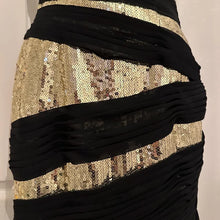 Vintage Black Gold Sequin Mermaid Gown | Strapless Old Hollywood Formal Dress