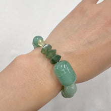 Vintage Green Marbled Heart Bead Stretch Bracelet | Jade Look Statement Bracelet | Chunky Heart & Stone Style Beaded Jewelry | Y2K Cottageco