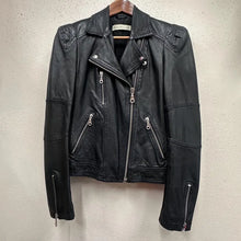 Whistles Black Leather Moto Biker Jacket | Genuine Leather YKK Zip Women's UK 10