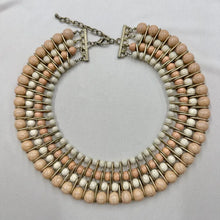 Vintage Beaded Statement Necklace / Chunky Bib Necklace / Peach & Ivory Beads / Tribal Inspired / Bold Vintage Jewelry