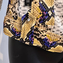 Y2K Snake Print Faux Leather Biker Jacket, Studded Spiked Jacket, Statement Moto Jacket, Rock Glam Jacket, Edgy Cropped Jacket