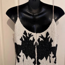 Vintage Black White Beaded Cocktail Dress | Art Deco Inspired Party Mini Dress