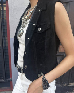 Vintage Mickey & Co. Suede Vest – Embroidered Back, 90s Disney Streetwear