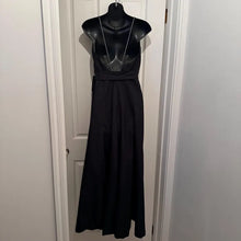 Vintage Handmade Black Evening Gown with Iridescent Rhinestone Straps & Detachable Bow Belt - Open Back Formal Maxi Dress