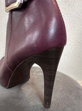 Vintage Burgundy Leather Buckle Ankle Boots – Stiletto Heel, Pre-Loved Statement Style