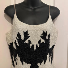 Vintage Black White Beaded Cocktail Dress | Art Deco Inspired Party Mini Dress