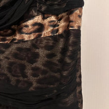Vintage Y2K Leopard Print One Shoulder Gown | Asymmetric Maxi Dress, Sheer Overlay