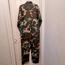 Vintage Woodland Camo Coveralls / Military Style Boiler Suit / Utility Workwear Jumpsuit / Unisex Camouflage One Piece