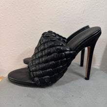 Tony Bianco Black Woven Mule Heels | Braided Open Toe Stiletto Sandals Size 7