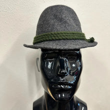 Vintage Original Tiroler Hat | Grey Wool Felt Tyrolean Hat | Green Braided Band | Alpine Oktoberfest Hat | 55cm