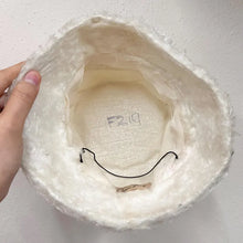 Vintage White Faux Fur Cherry Bucket Hat | Y2K Retro Statement Cap