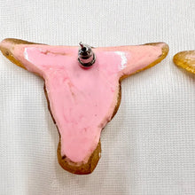 Vintage Glitter Longhorn Skull Statement Earrings | Gold Western Cowgirl Resin Studs