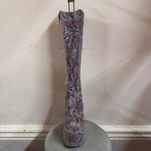 Y2K Platform Knee High Boots by Luchiny | Metallic Snake Print Leather Boots EU 38