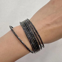 Vintage Black & Bronze Sparkle Stacking Bangles Set of 8 | Thin Layering Bracelets | Celestial Boho Jewellery