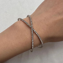 Vintage Rhinestone Wrap Bracelet | Flexible Silver Tone Coil Bangle | Sparkly Statement Cuff | Adjustable Bracelet