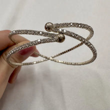 Vintage Rhinestone Wrap Bracelet | Flexible Silver Tone Coil Bangle | Sparkly Statement Cuff | Adjustable Bracelet