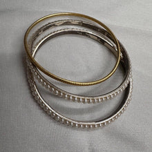 Vintage Gold & Pearl Layering Bangle Set / Minimal Retro Bracelets / Elegant Stackable Jewelry