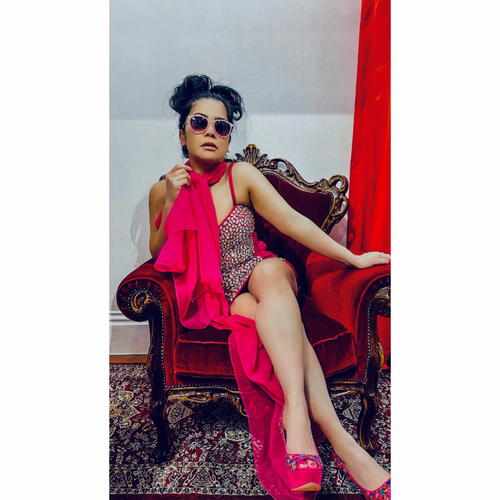 Y2k Pink Embellished Ruch Dress