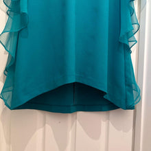 Vintage 70s H&T Creation Teal Cape Dress Size SSW / S | Rare Sheer Chiffon Tiered Overlay Cocktail Dress | Retro V-Neck Avant Garde Dress