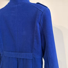 Royal Blue Wool Coat | Double-Breasted Military Style Jacket | High Neck Fitted Outerwear