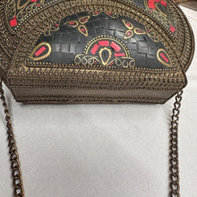 Vintage Bohemian Metal Clutch Bag | Turquoise Style Stone Crossbody Purse | Tribal Mosaic Evening Bag