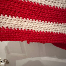 Vintage Red & Cream Striped Knit Cape | Retro Crochet Poncho | Statement Vintage Outerwear