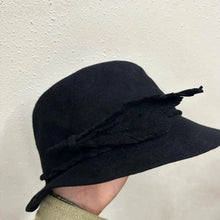 Vintage Inga Monzer Black Felt Style Hat Feather Trim Size 55