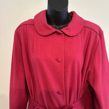 Vintage Wool and Cashmere | Magenta Pink Long Coat | Australian Made | Peter Pan Collar | Belted Wool Coat