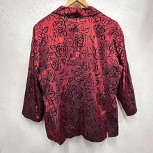 Vintage Burgundy Burnout Velvet Rose Jacket | Sheer Floral Open Front Lightweight (EU 40)