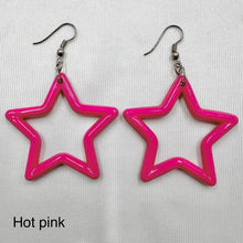 Vintage Star Hoop Dangle Earrings | Lightweight Plastic Y2K Statement Jewelry