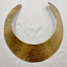 Vintage Hammered Gold Tone Collar Necklace | Bold Statement Bib Choker | Modernist Open Neck Cuff