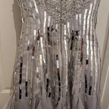 Vintage Beaded Sequin Evening Gown | Silver Grey Chiffon Ruffle Dress | Art Deco Inspired Formal Dress | Gatsby Style Maxi Dress