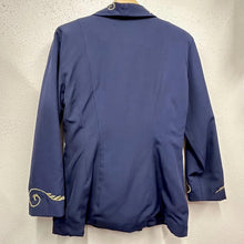 Vintage 80s Navy Blazer | Gold Baroque Scroll Embroidery, Double-Breasted Jacket