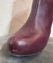 Vintage Burgundy Leather Buckle Ankle Boots – Stiletto Heel, Pre-Loved Statement Style